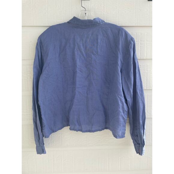 JSong Collection 100% linen blue shirt jacket 18 - Picture 2 of 7